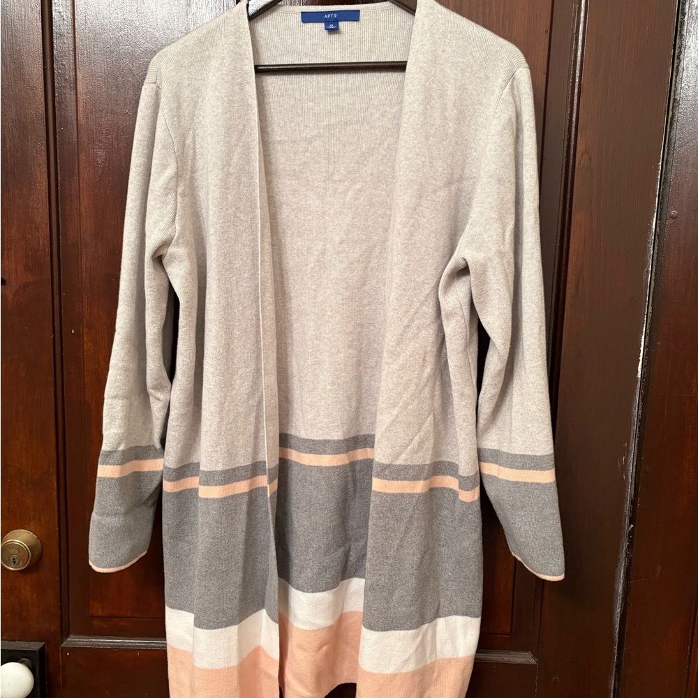 Apt. 9 Women's Striped Cardigan - Beige, Gray, Peach